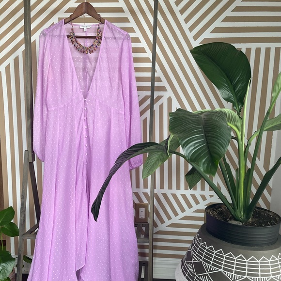 ROCKY BARNES SWISS DOT SHEER BUTTON FRONT KIMONO - Picture 5 of 5